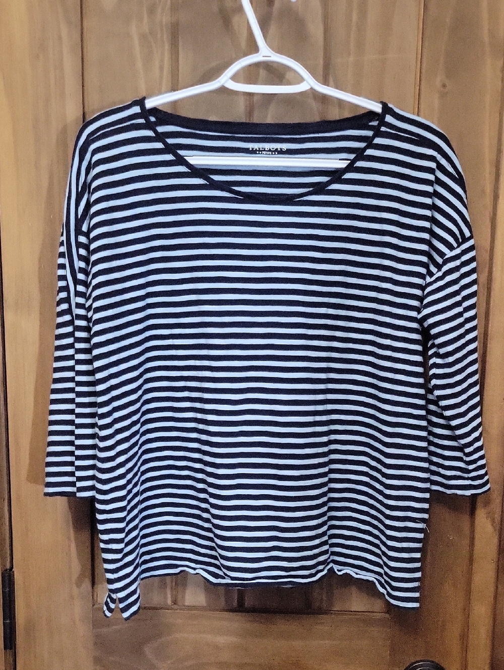 Talbots Navy & Blue Striped Women's Boatneck Top